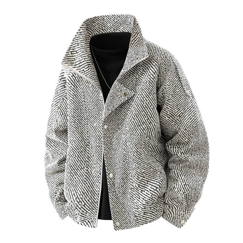 Herren gepolsterte Wollmischung Übergangsjacke im Oversized-Schnitt mit Stehkragen – Taviero