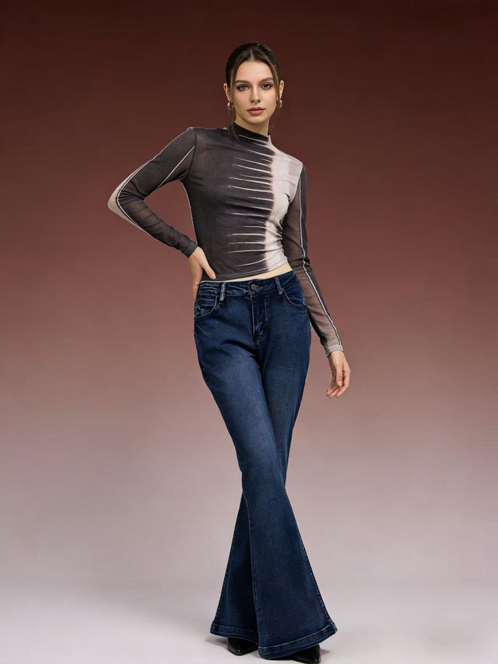Damen elegantes cropped Oberteil mit Puffärmeln und Vintage-Stickerei Echo Archiv