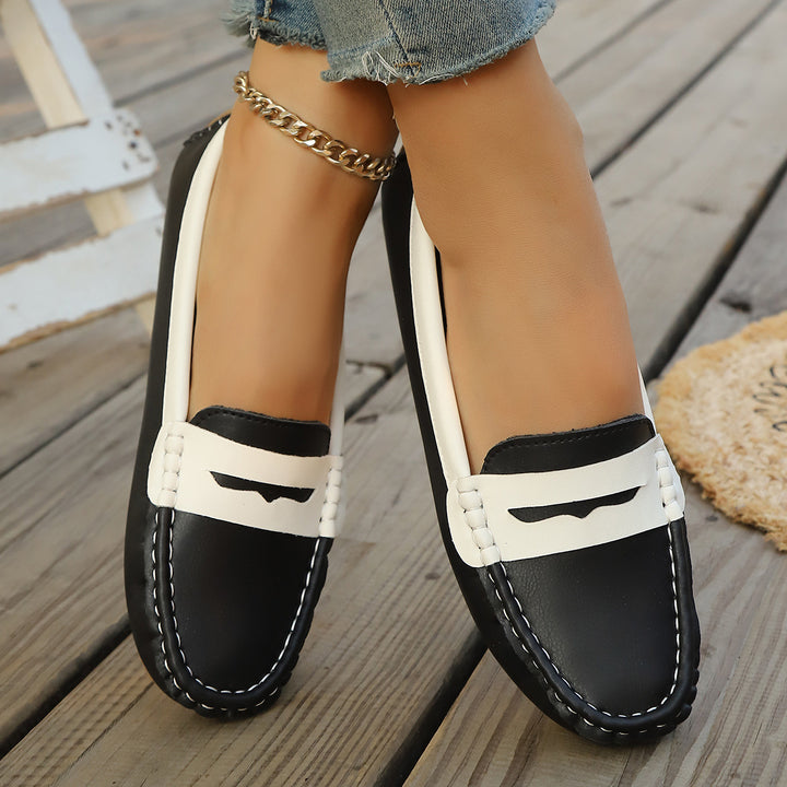 Damen klassische Penny-Loafer aus weichem Kunstleder mit gesteppter Rahmennaht und gepolsterter Komfortinnensohle – Lioré