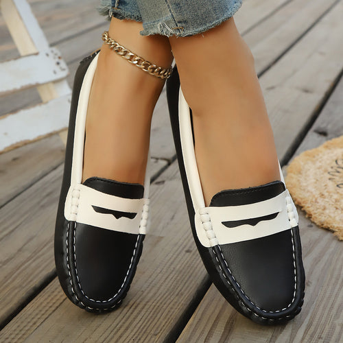 Damen klassische Penny-Loafer aus weichem Kunstleder mit gesteppter Rahmennaht und gepolsterter Komfortinnensohle – Lioré