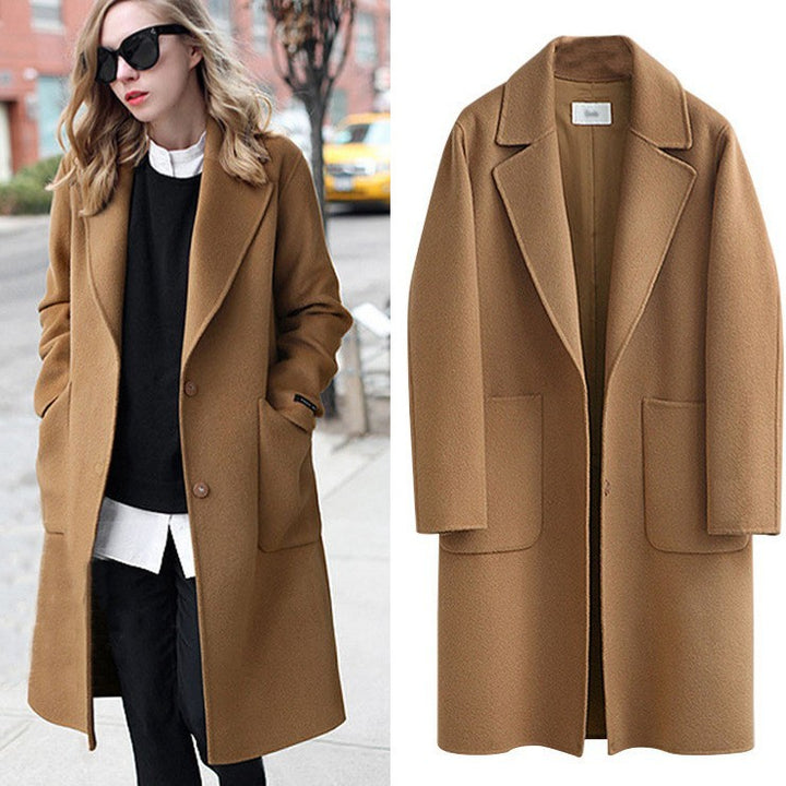 Damen nan Oversize Wollmantel mit Reverskragen und aufgesetzten Taschen Echo Archiv
