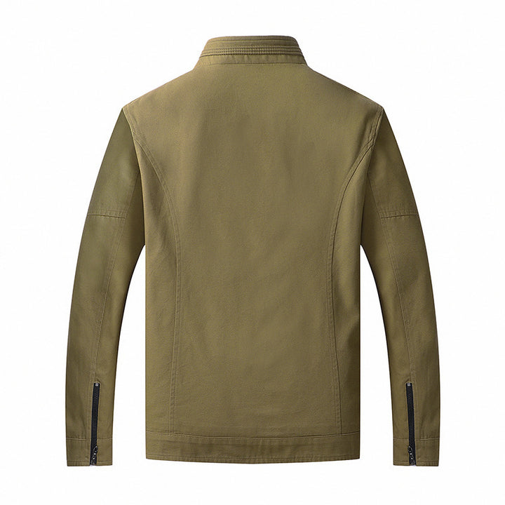 Herren Leichte Baumwoll‑Canvas Übergangsjacke mit Stehkragen und verdeckter Reißverschluss – Taviero