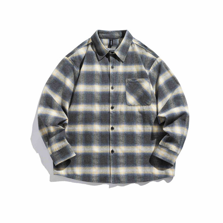 Herren Karierte Flanell-Overshirt mit Brusttasche Echoarchiv