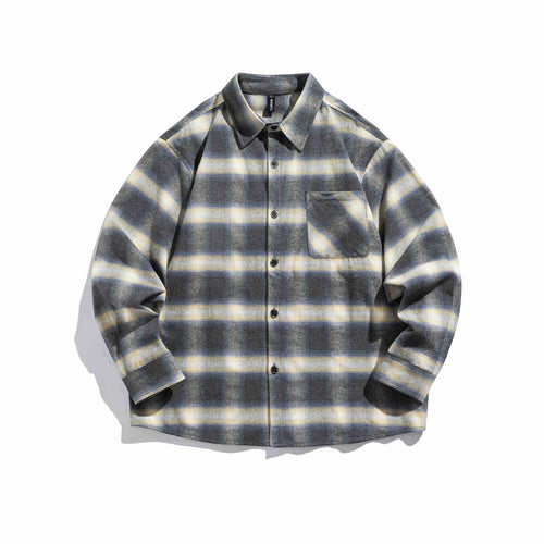 Herren Karierte Flanell-Overshirt mit Brusttasche Echoarchiv