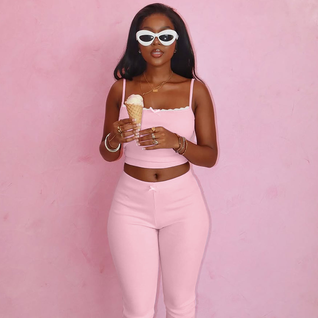 Damen Sportliches Crop-Top und Capri-Hose Set Echo Archiv