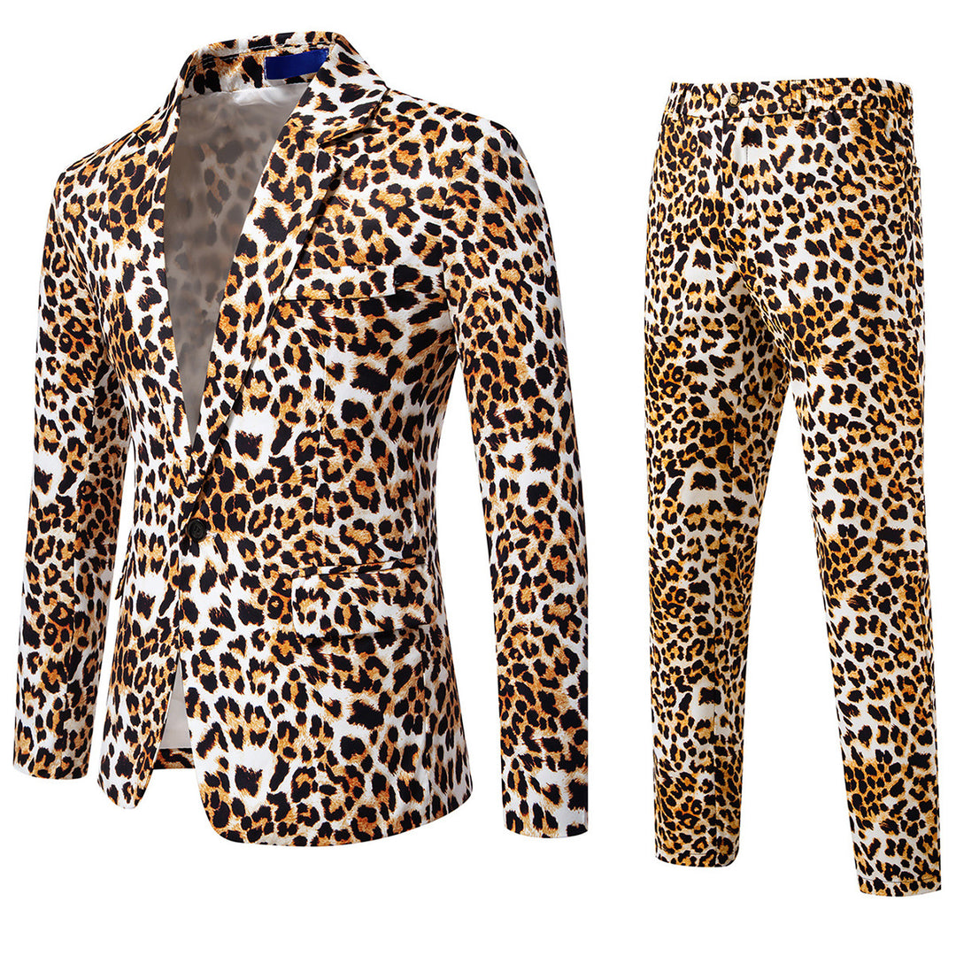Herren Zweiteiliges Satin-Anzugsset mit grafischem Allover‑Print und schmaler Silhouette Echo Archiv