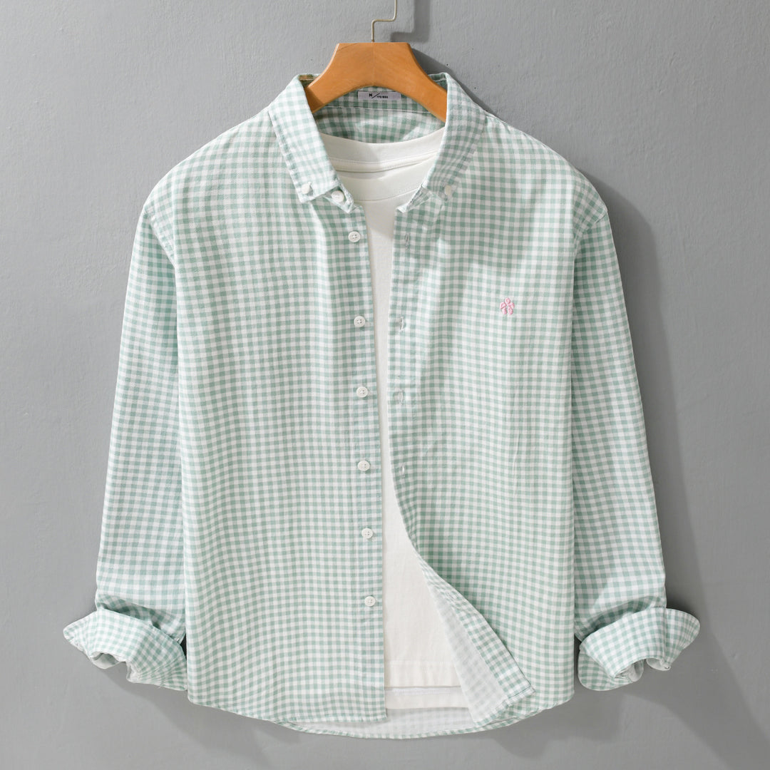 Herren Kariertes Baumwollhemd mit Button-Down-Kragen und relaxed Fit Echoarchiv