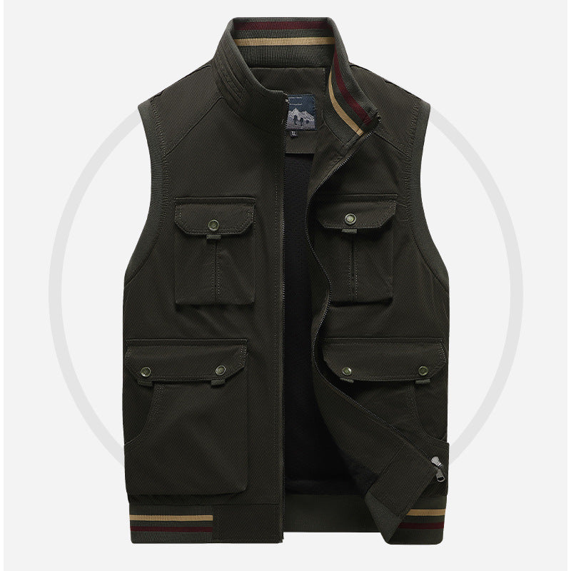 Herren Multifunktionale Outdoor-Weste mit vier Pattentaschen, Stehkragen und Mesh‑Futter – Marzano