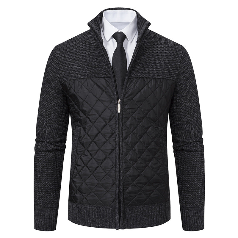 Herren nan gesteppte Hybrid-Strickjacke mit diamantsteppung, Stehkragen, isolierendem Thermofutter und Reißverschluss Echo Archiv
