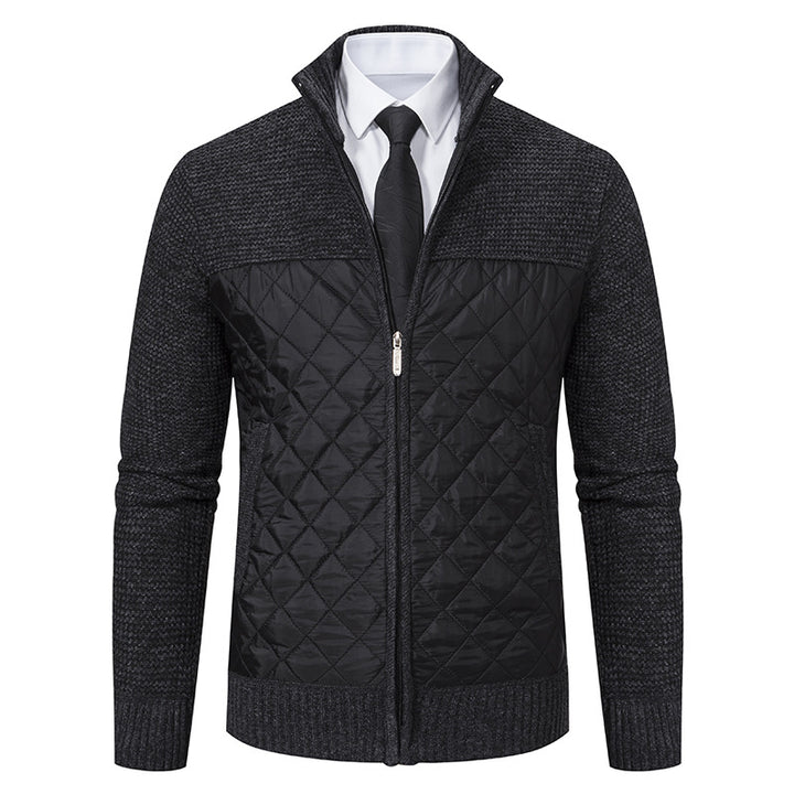 Herren nan gesteppte Hybrid-Strickjacke mit diamantsteppung, Stehkragen, isolierendem Thermofutter und Reißverschluss Echo Archiv