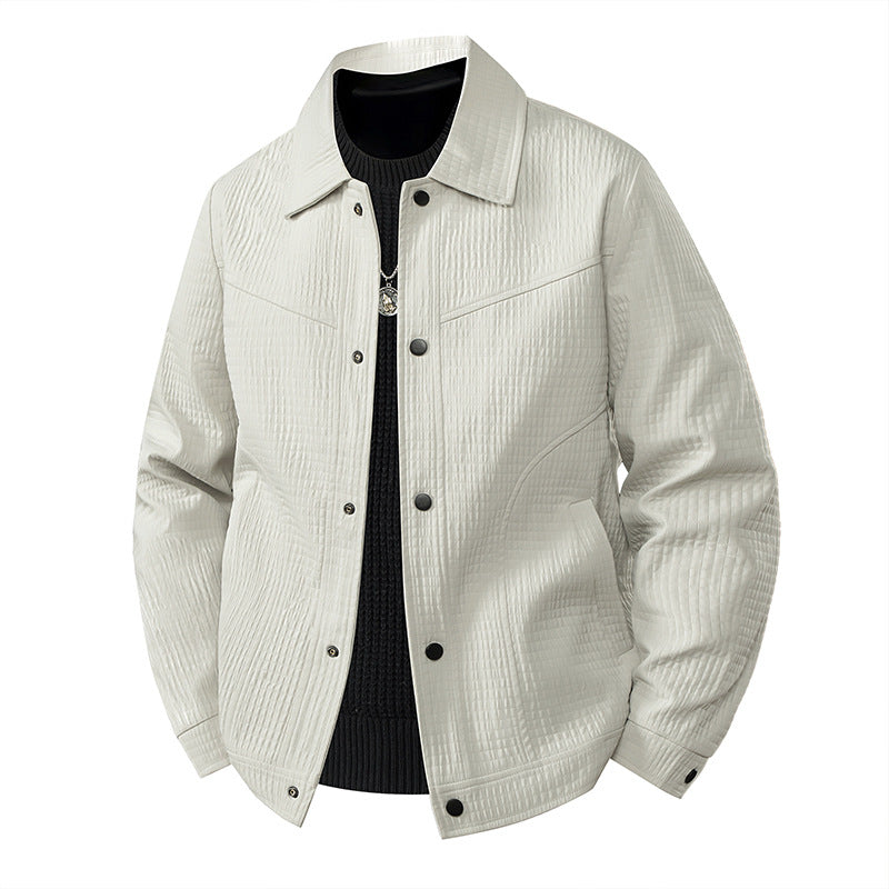 Herren Leichte Übergangsjacke im Worker-Stil mit mikrostrukturierter Twill-Optik und Druckknopfleiste Echo Archiv