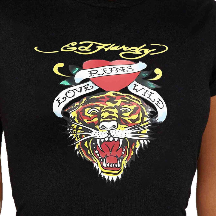 Damen T-Shirt mit kreativem Tiger-Motiv und inspirierendem Schriftzug Echo Archiv
