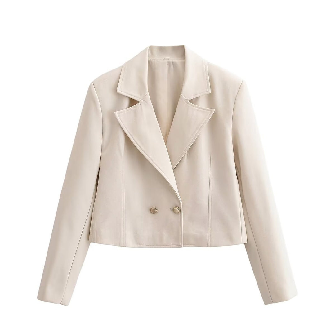 Damen Cropped Doppelreihiger Blazer mit weitem Revers und taillierter Schnittführung Echo Archiv