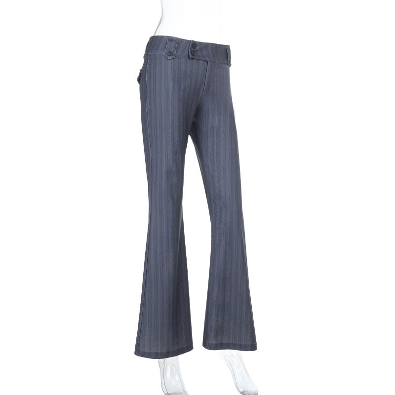 Damen elegante Schlaghose mit feinen Streifen und hohem Bund Echo Archiv