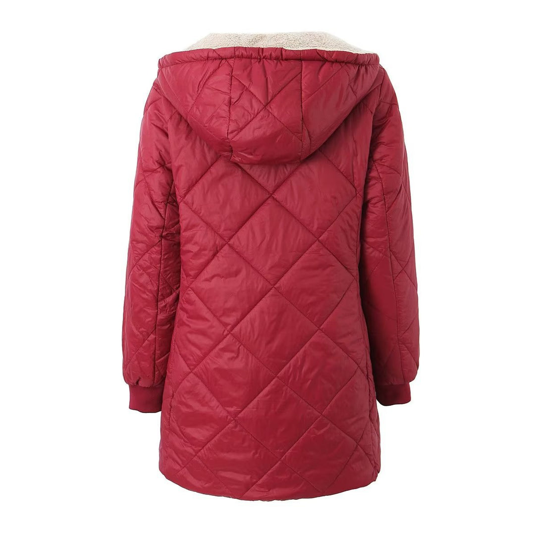 Damen Steppmantel mit Teddyfutter und Kapuze – Montévia