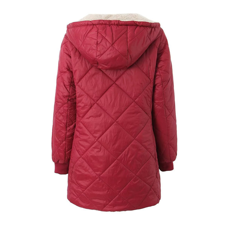 Damen Steppmantel mit Teddyfutter und Kapuze – Montévia