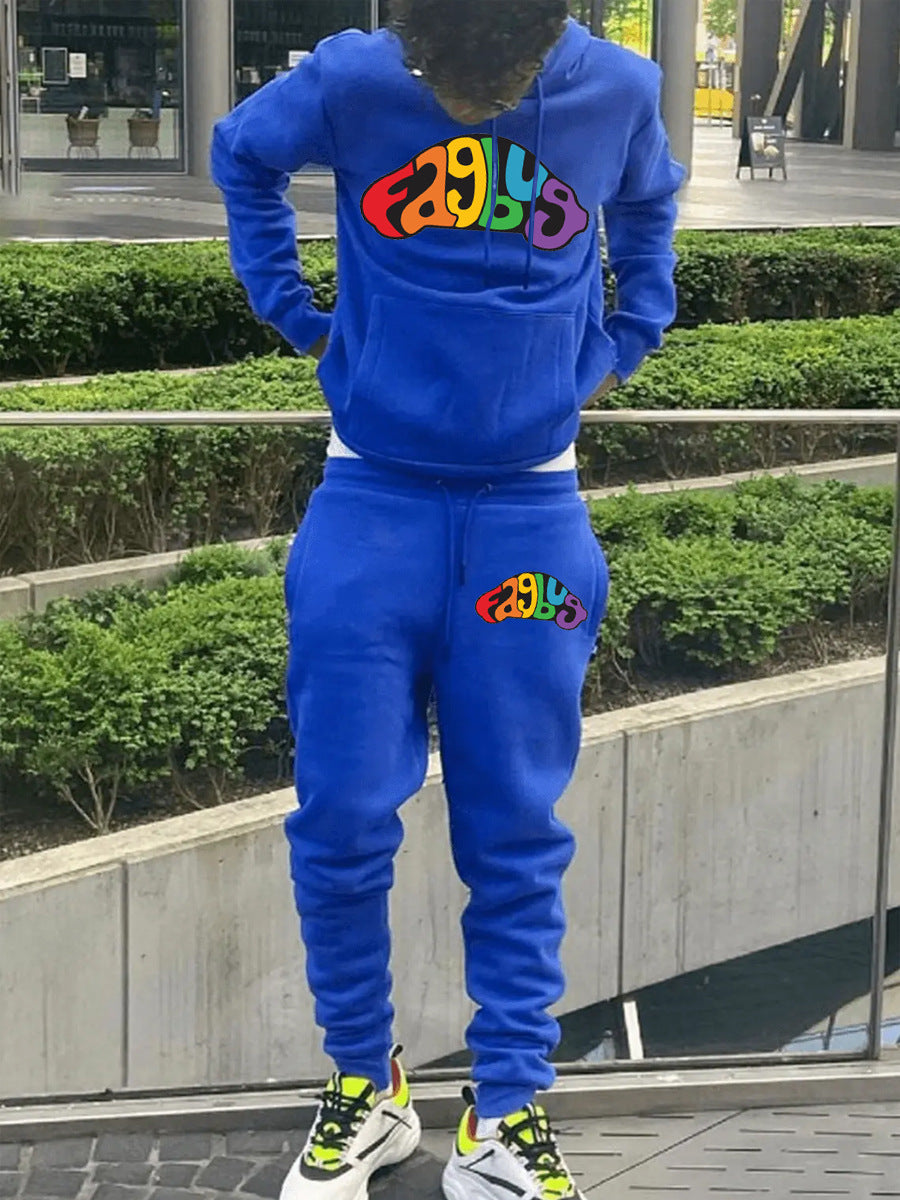 Herren Hoodie und Jogginghose Set mit auffälligem Neon-Logo Echoarchiv