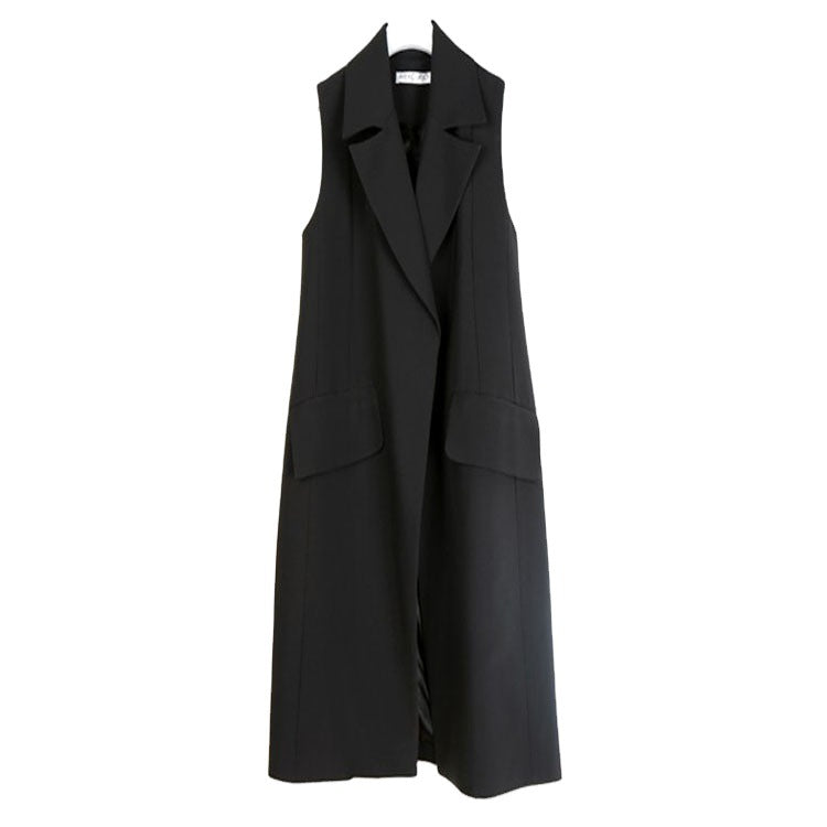 Damen Ärmellose A-Linien Longweste im Oversized Tailoring mit Schalkragen Echoarchiv