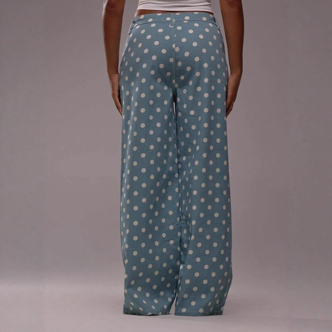 Damen weite Polka-Dot Palazzo-Hosen mit high-waist Schnitt Echo Archiv