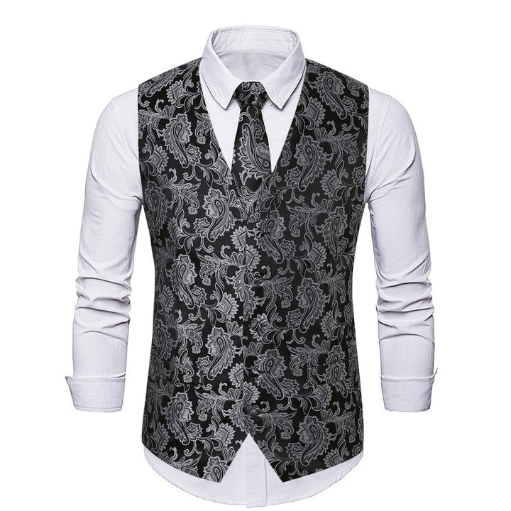 Herren Elegante Jacquard-Weste mit passender Krawatte Echoarchiv