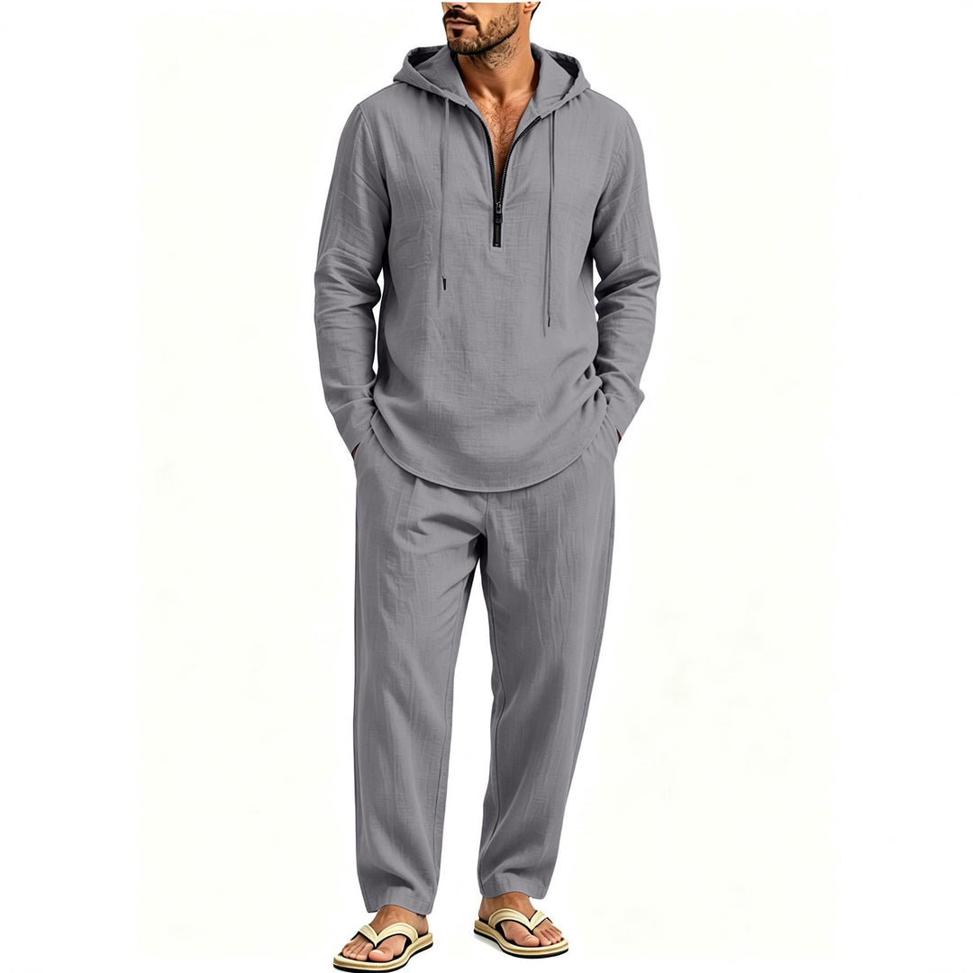 Herren Lässiges Lounge-Set mit Halbzip-Kapuzenpullover und locker sitzender Freizeit-Hose Echoarchiv