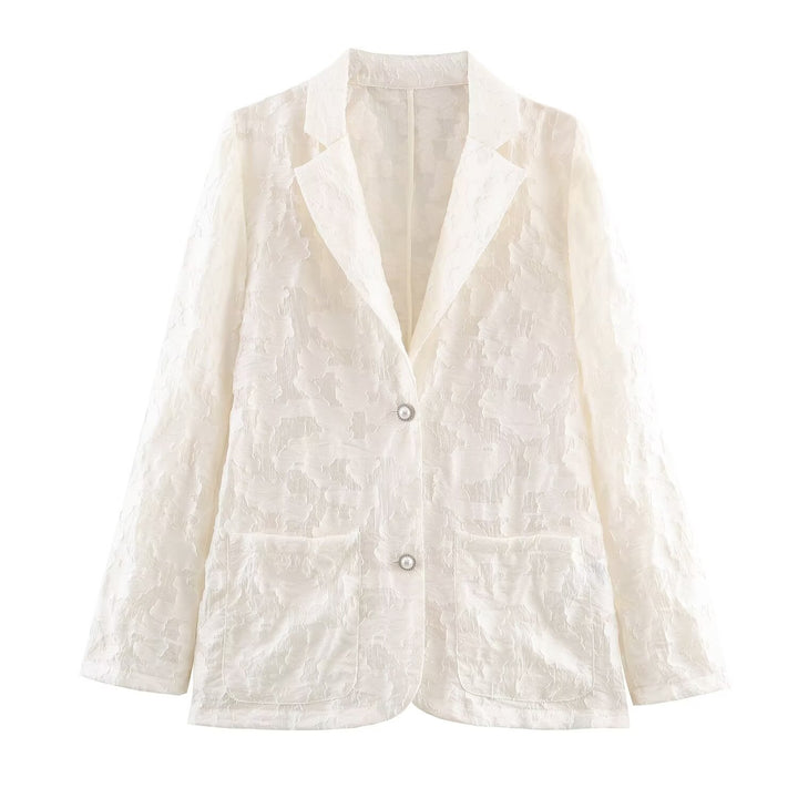 Damen Jacquard-Blazer mit floralem Relief und zierknopfbesatz Echoarchiv