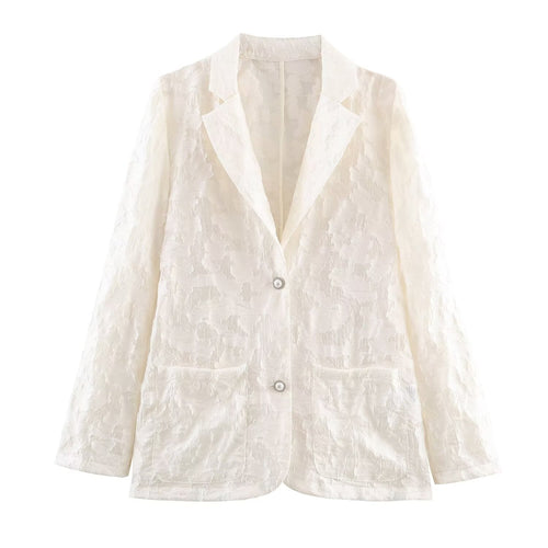 Damen Jacquard-Blazer mit floralem Relief und zierknopfbesatz Echoarchiv