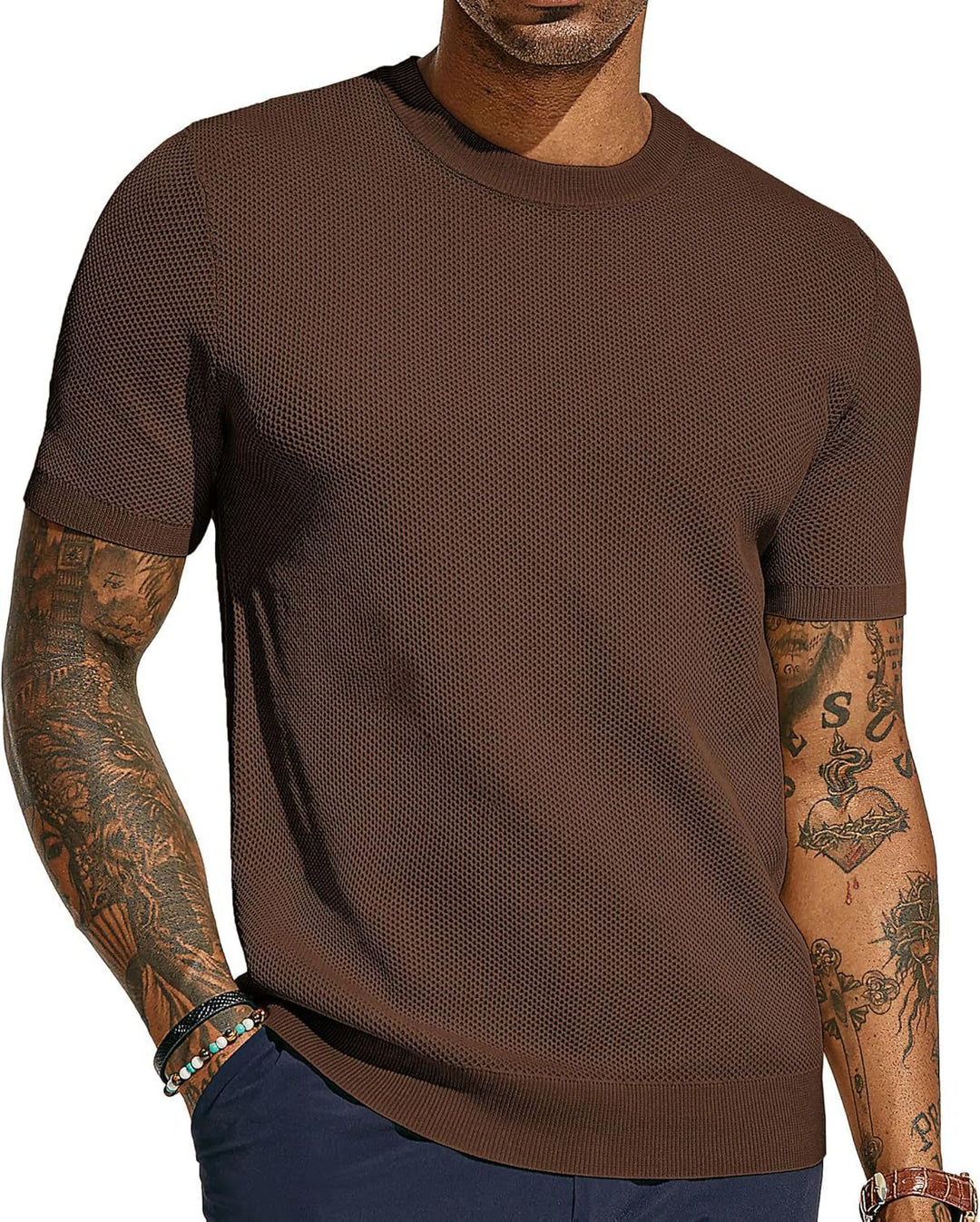 Herren luftiges Strickshirt mit Netzstruktur Echoarchiv