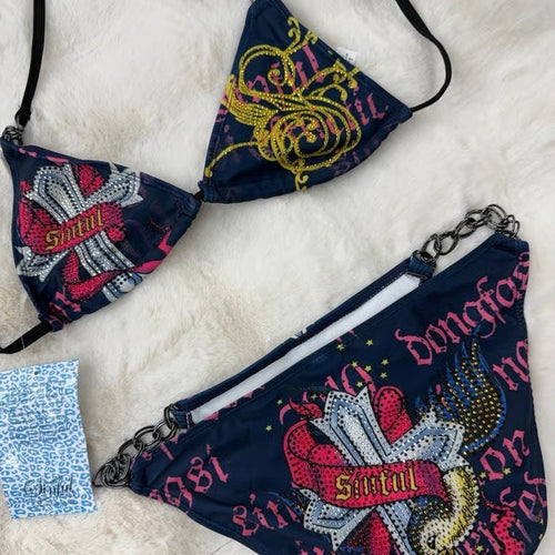 Damen Triangel-Bikini mit auffälligem Grafikumrandung Echo Archiv