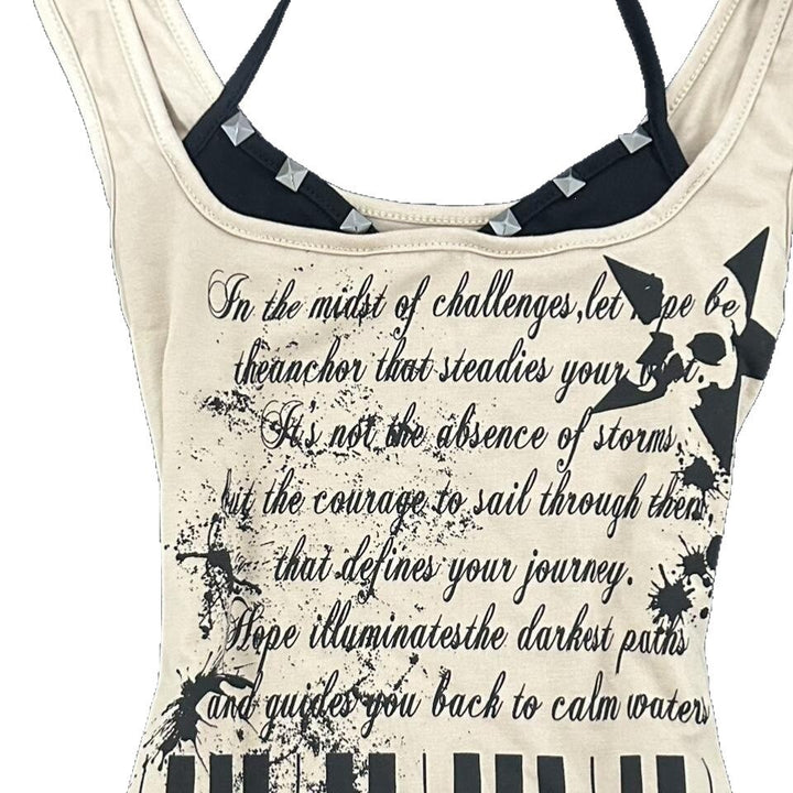 Damen musikalisches Graphic-Tanktop mit einzigartigem Schnitt Echo Archiv