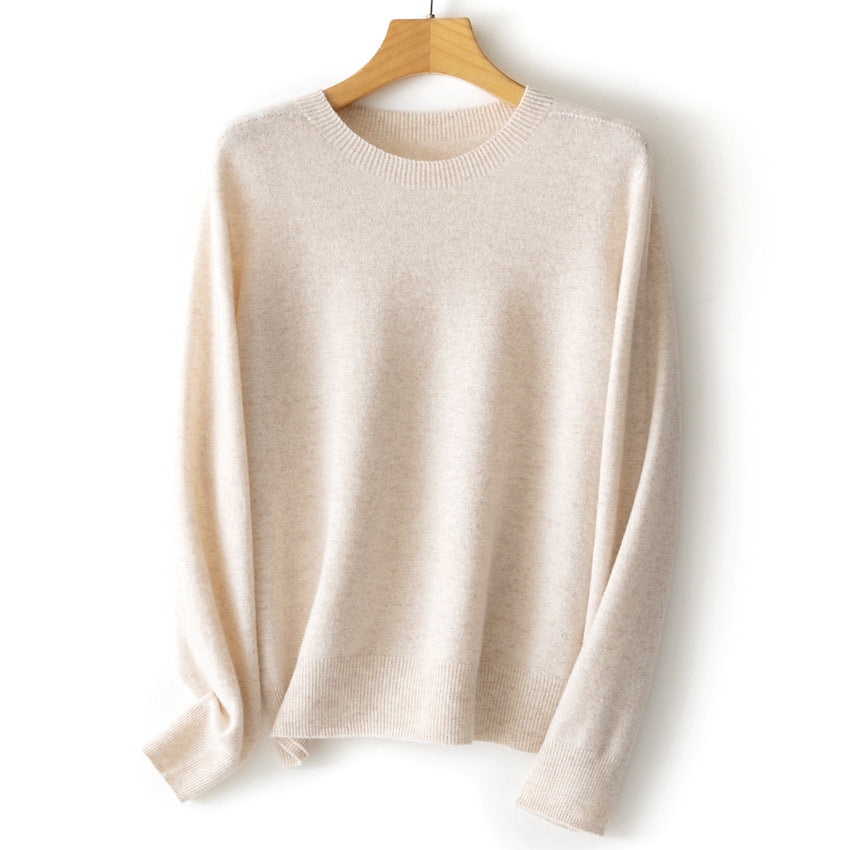 Damen Kaschmir-Mix Rundhalspullover mit Oversize-Schnitt Echoarchiv