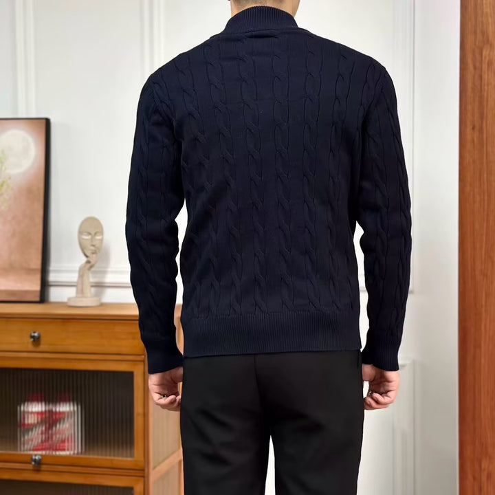 Herren Hochwertiger Strickpullover mit Reißverschluss Echo Archiv
