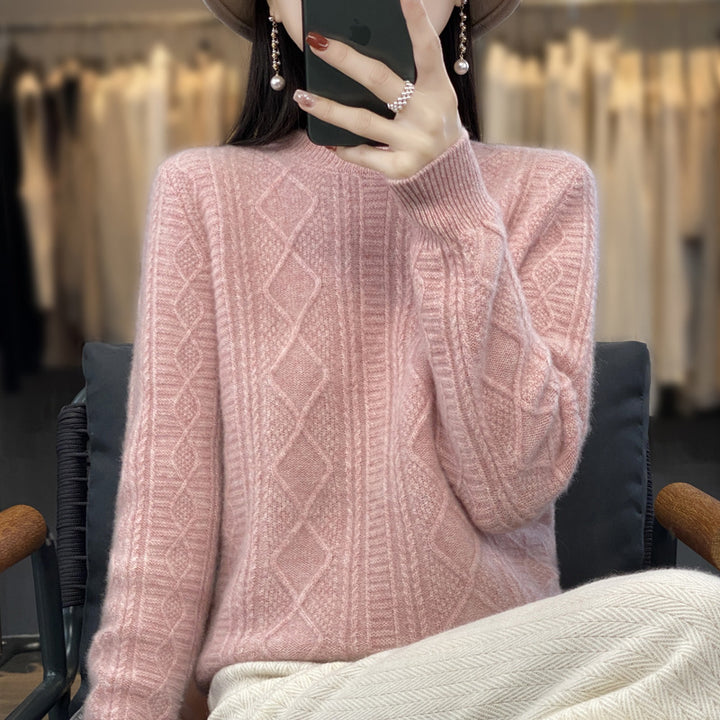 Damen Zopfmuster-Feinstrickpullover mit Ajour-Bahnen und weichem Mohair-Finish Echoarchiv