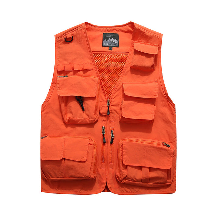 Herren Multifunktionale Utility-Weste mit Mehrfach-Taschen, Mesh‑Futter und Reißverschlussfront Echoarchiv