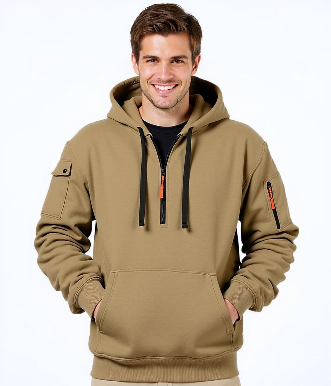 Herren modischer Kapuzenpullover mit vielseitigen Taschen und modernem Reißverschluss Echoarchiv