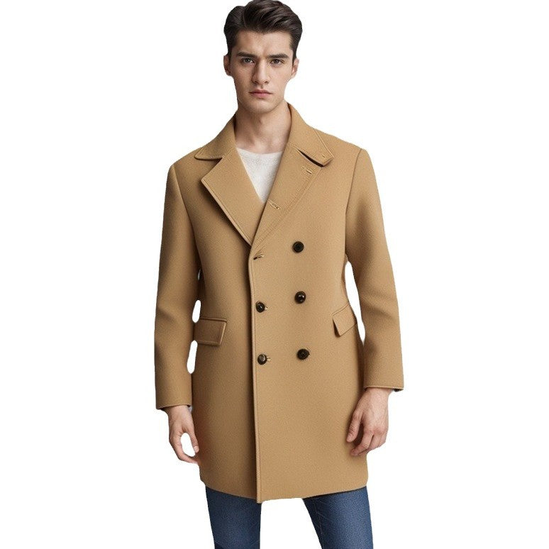 Herren eleganter Doppelt-geknöpfter Wollmantel Echoarchiv