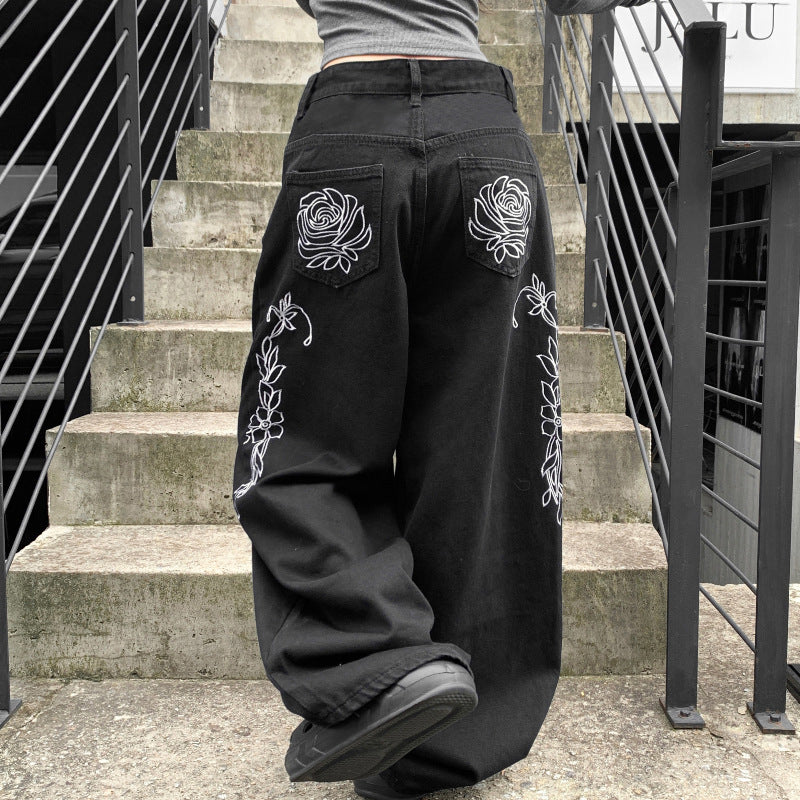Damen weit geschnittene Baumwollhose mit hohem Taillenbund und praktischen Taschen Echo Archiv