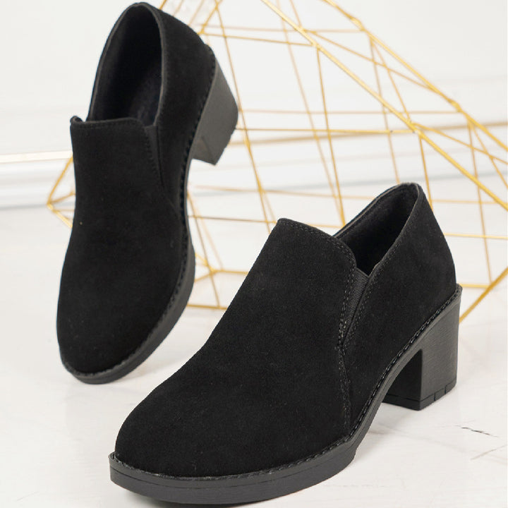 Damen Slip-On Halbschuh mit mittelhohem Blockabsatz und Veloursoberfläche Echo Archiv