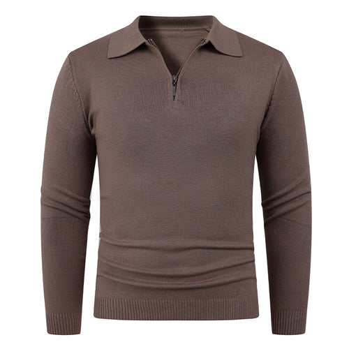 Herren Strickpullover mit halb offenem Kragen und feiner Rippenstruktur Echoarchiv