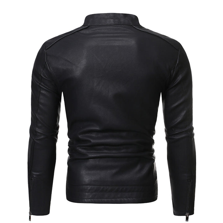 Herren modische Bikerjacke aus hochwertigem Leder mit asymmetrischem Reißverschluss und praktischen Taschen Echoarchiv