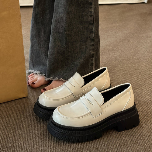 Damen nan modische Plateau-Loafer in Lederoptik mit profilierter Gummisohle und gepolstertem Fußbett Echo Archiv