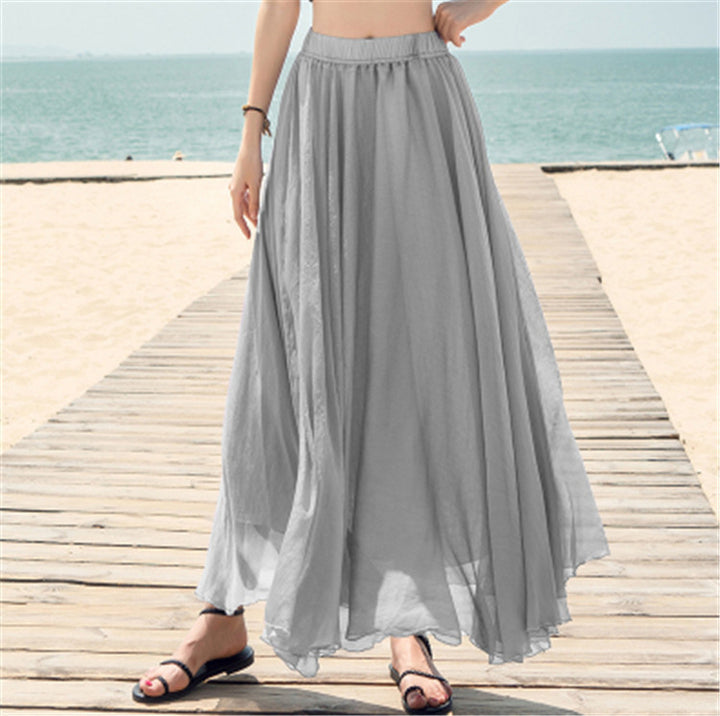 Damen nan fließender Maxirock aus Chiffon mit elastischem Bund und mehrlagigem Volant Echo Archiv
