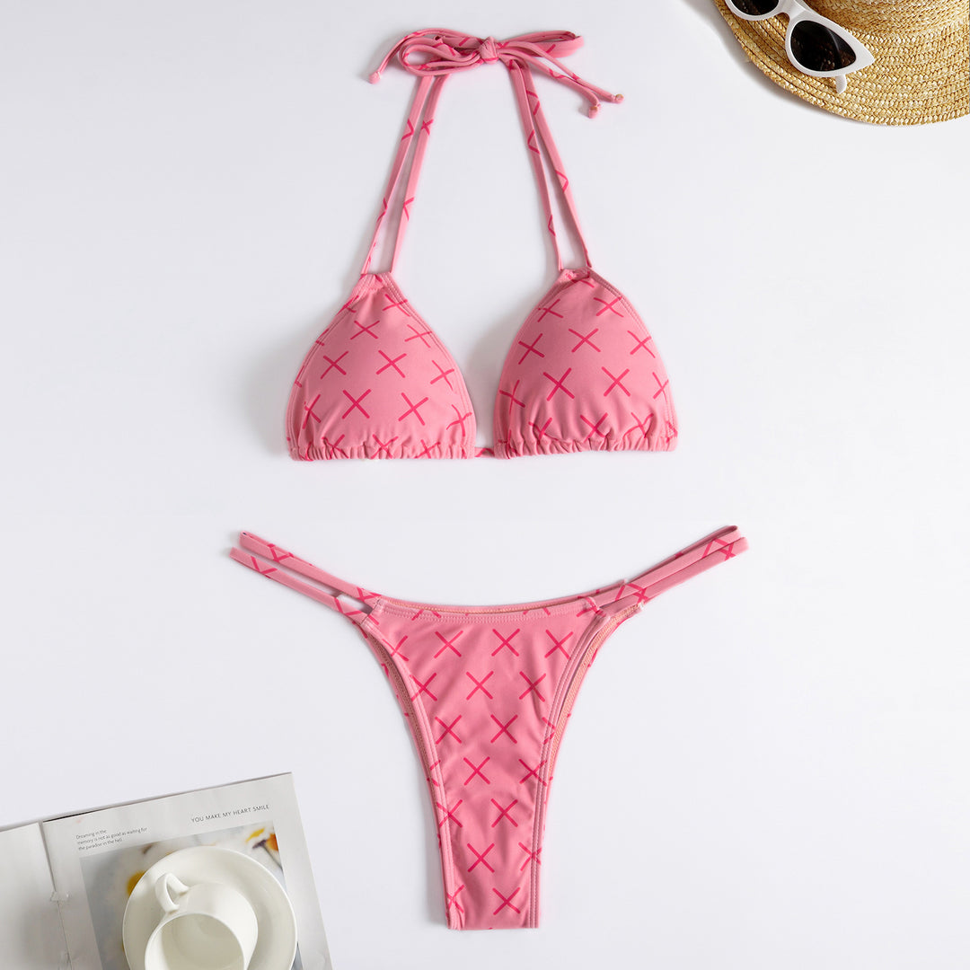 Damen Minimalistischer Triangel-Bikini mit Kreuz-Design Echo Archiv
