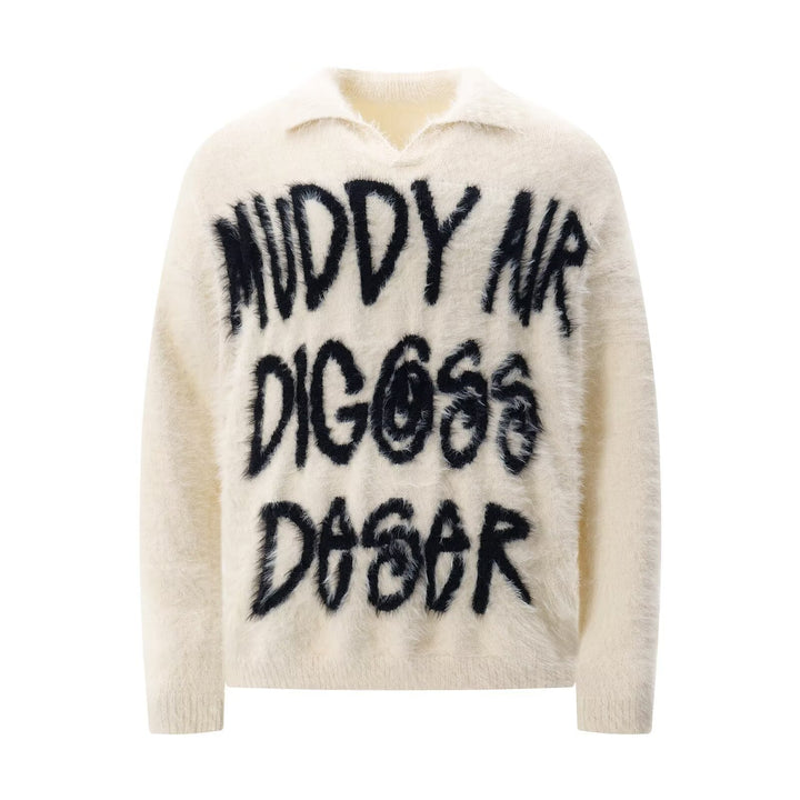 Damen Modischer Pullover mit einzigartigem Schriftzug Echoarchiv