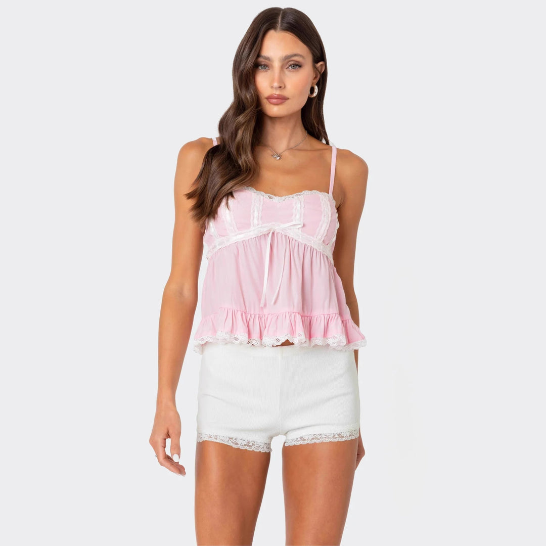 Damen Raffiniertes Sommeroberteil mit Spitzenakzenten und luftiger Silhouette Echo Archiv