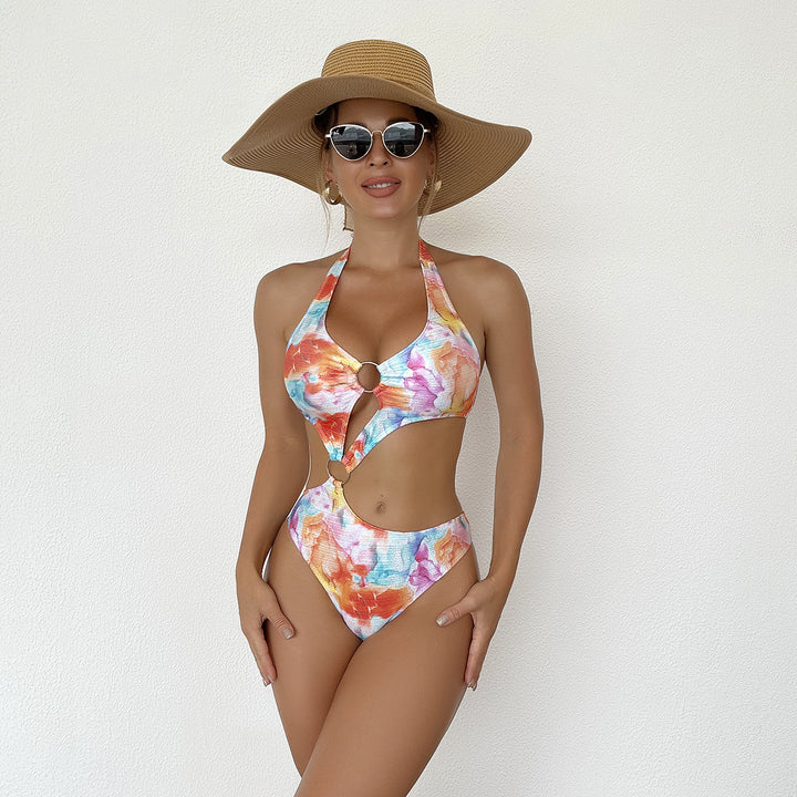 Damen Modischer Cut-Out Badeanzug mit Ringen Echo Archiv