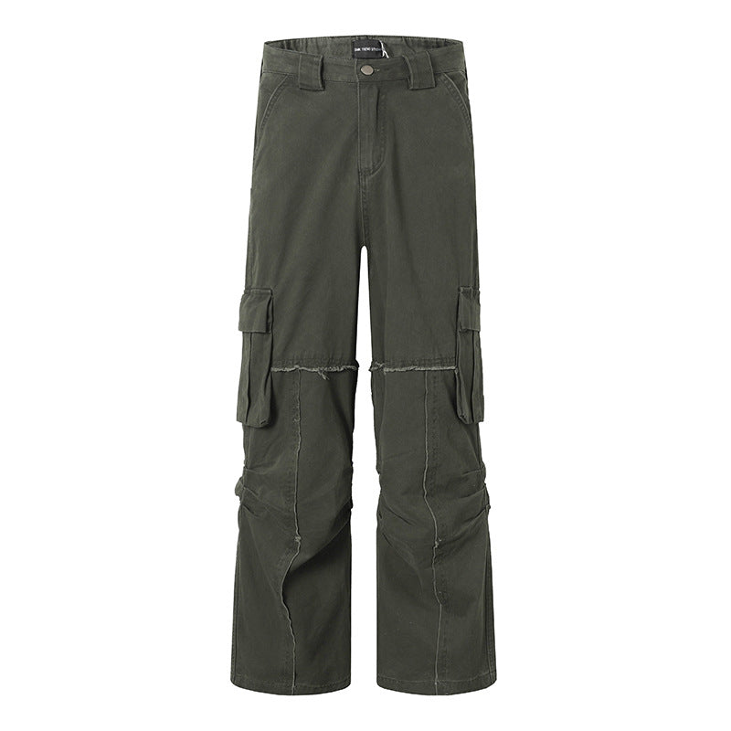 Damen Weite Cargo-Culotte-Hose mit hoher Taille, Multi‑Taschen und sichtbaren Nahtdetails Echoarchiv