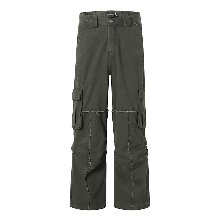 Damen Weite Cargo-Culotte-Hose mit hoher Taille, Multi‑Taschen und sichtbaren Nahtdetails Echoarchiv