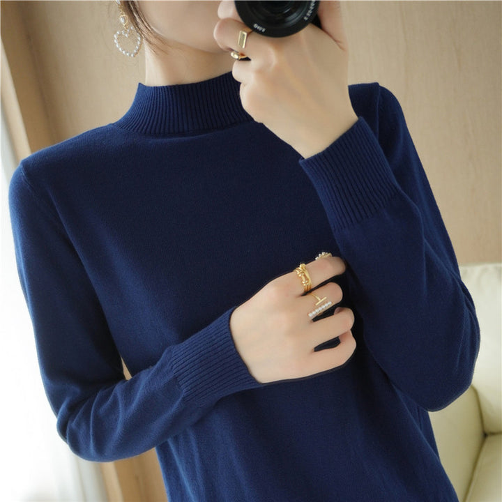 Damen Leichter Kurzgeschnittener Stehkragenpullover aus Feinstrick mit verlängerten Rippbündchen Echoarchiv