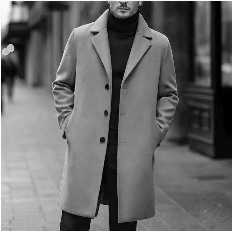 Herren nan eleganter Wollmixmantel mit Reverskragen und geradem Schnitt Echo Archiv